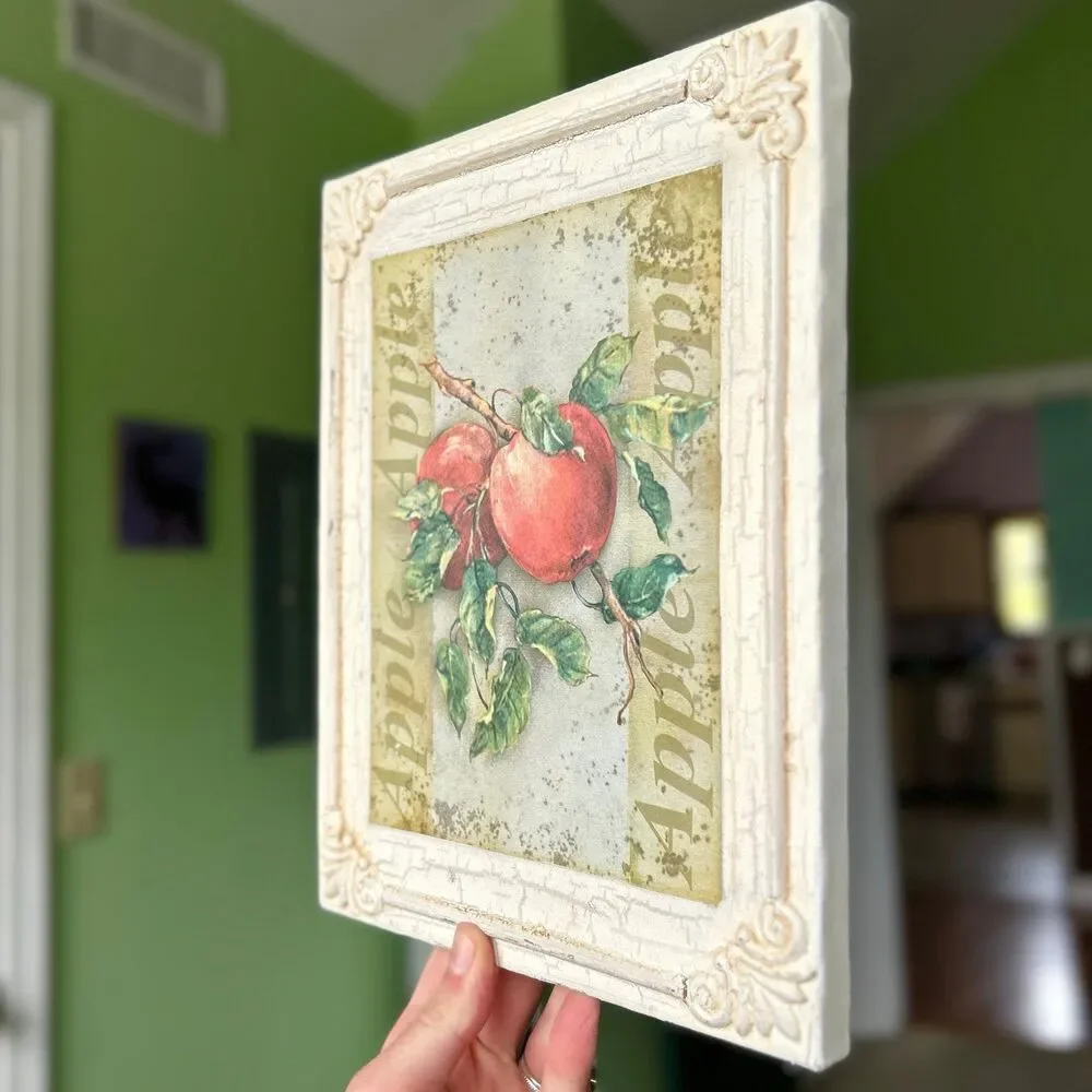 Canvas Wrapped Farmhouse Cottagecore Apple Unique Carved Accented Wall Sign
